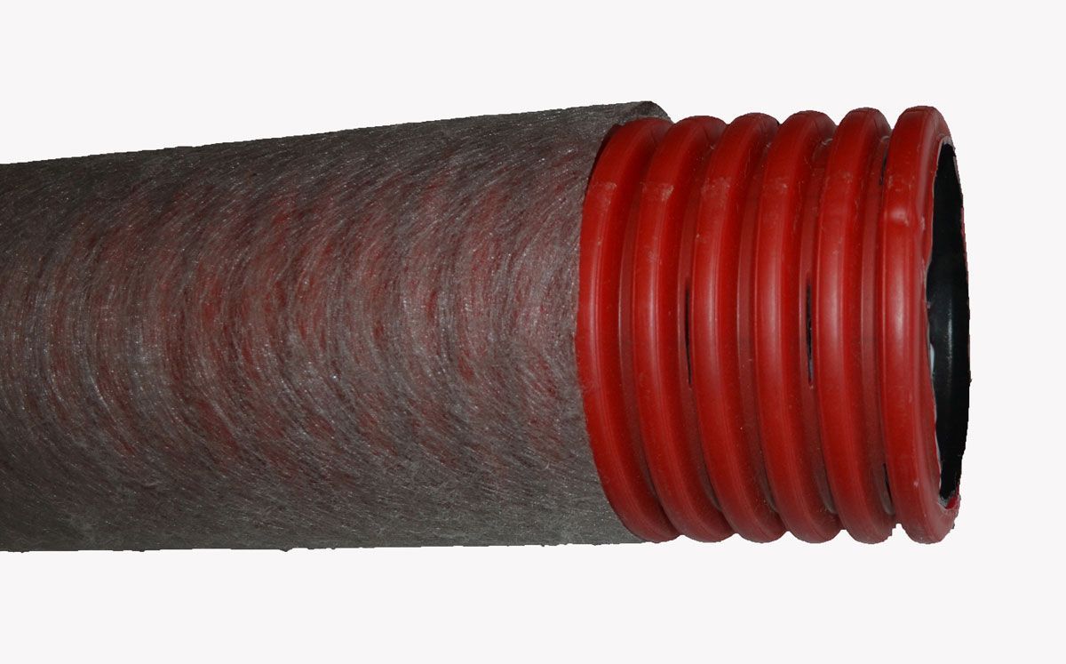 Труба дренажная гофрированная в фильтре геотекстиль Typar двухслойная SN 6 диаметр 110 мм